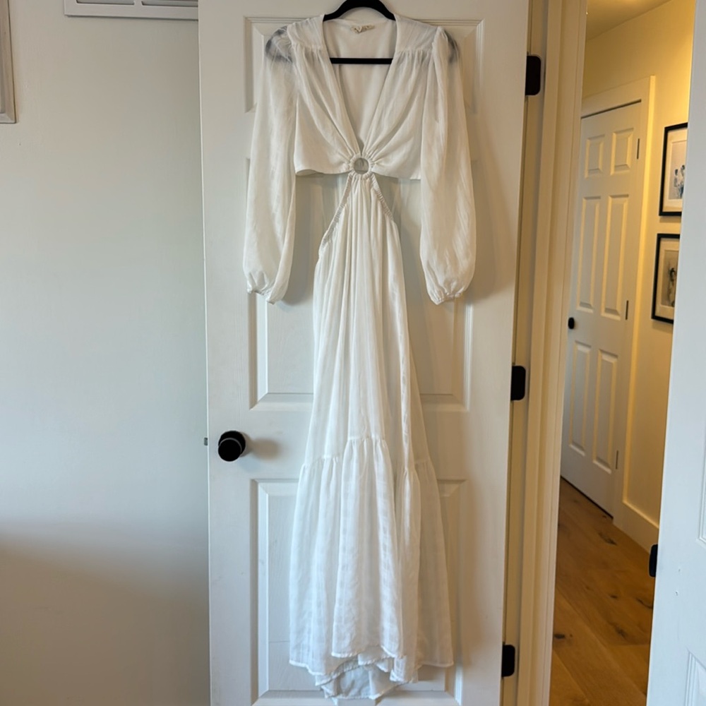 Peach Love White Cut-Out Maxi Dress